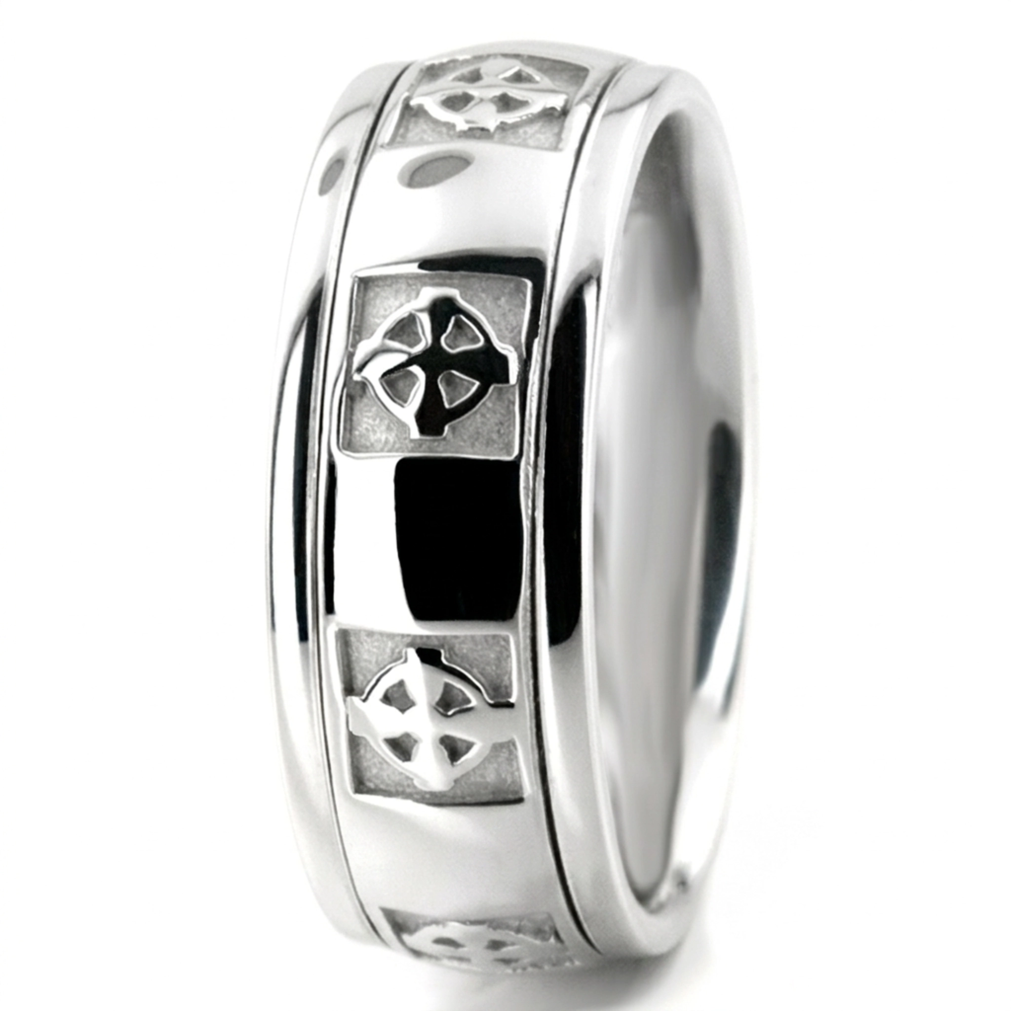 10K white gold 7mm. high polish hand-made-celtic-wedding-band - alternate view 3