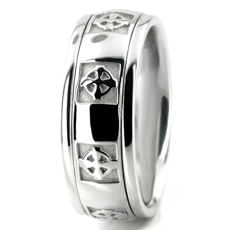 10K white gold 7mm. high polish hand-made-celtic-wedding-band - alternate view 3