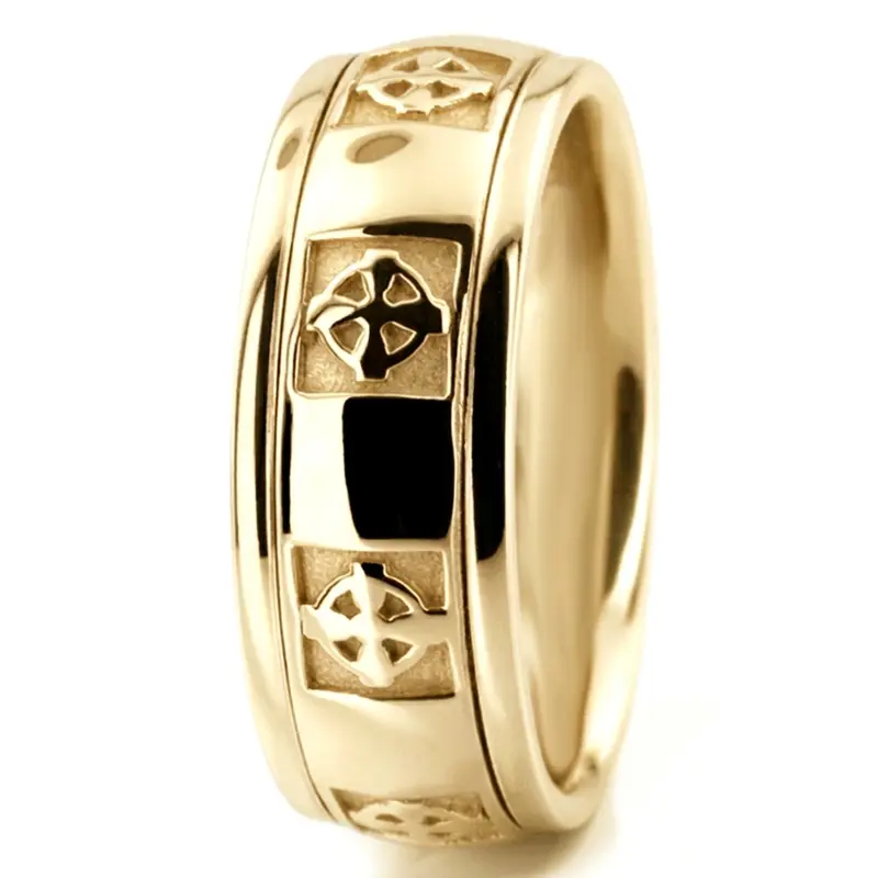 10K yellow gold 7mm. high polish hand-made-celtic-wedding-band - alternate view 4