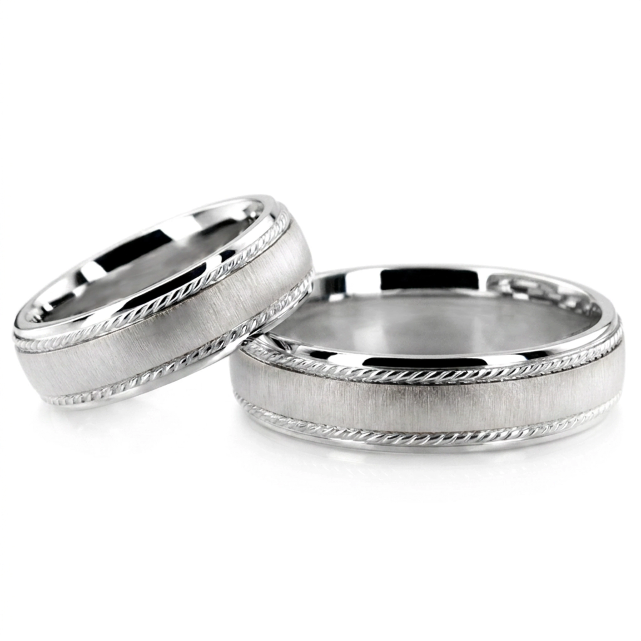 10K sleek_carved_wedding_ring_set - alternate view 2