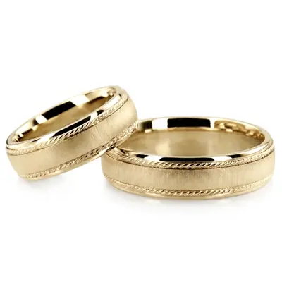 Braid Grooved Basic Designer Wedding Ring Set - view 3 of 3