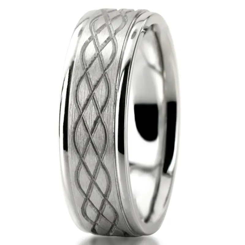 platinum 7mm. satin Celtic-Knot-Cut-Wedding-Band - alternate view 5