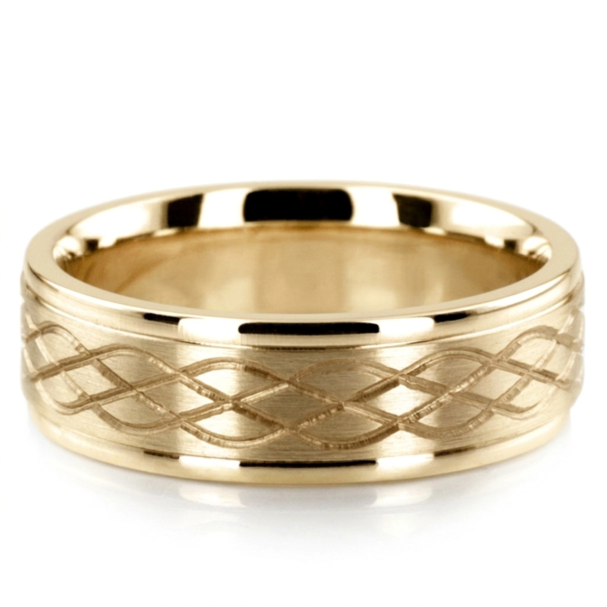 10K yellow gold 7mm. satin Celtic-Knot-Cut-Wedding-Band - alternate view 2