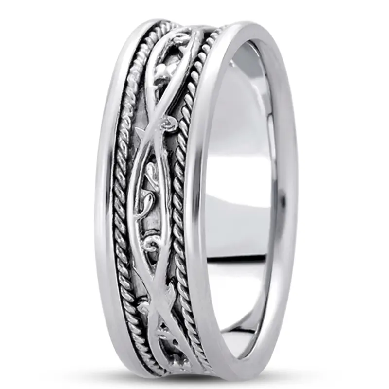 10K white gold 7mm. high polish hand-made-celtic-wedding-band - alternate view 4