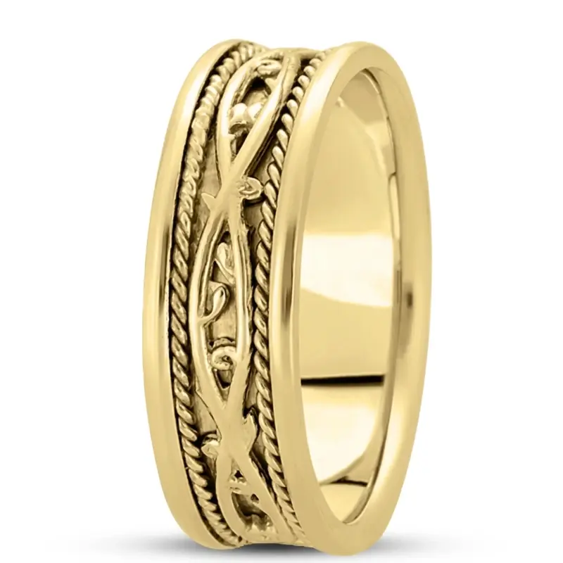 10K yellow gold 7mm. high polish hand-made-celtic-wedding-band - alternate view 5