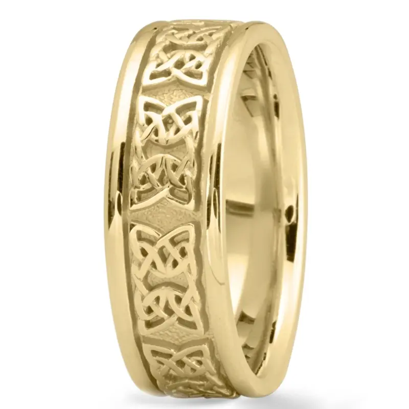 10K yellow gold 7mm. high polish Knot-Motif-Handcrafted-Wedding-Ring - alternate view 3