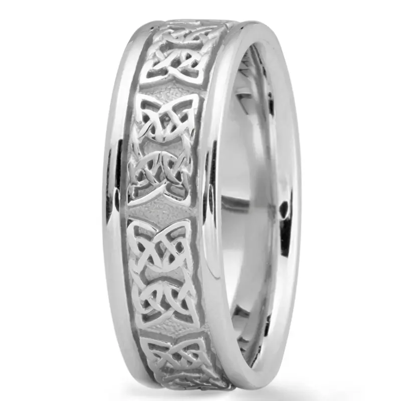 10K white gold 7mm. high polish Knot-Motif-Handcrafted-Wedding-Ring - alternate view 2