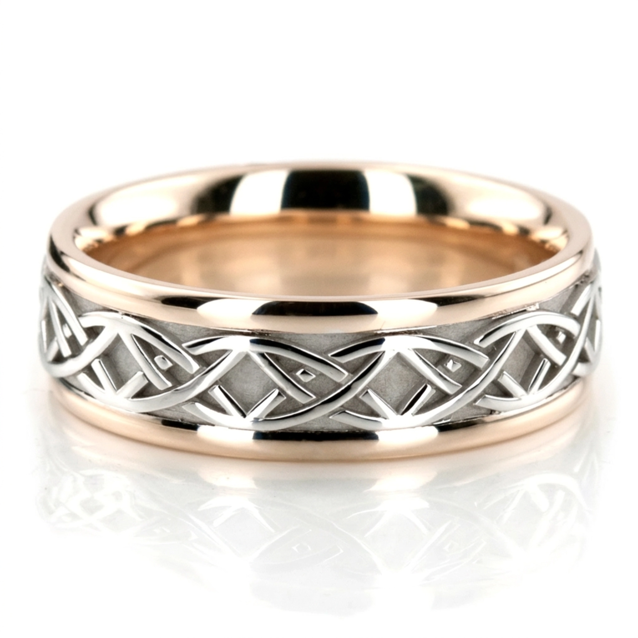 platinum 7mm. high polish hand-made-celtic-wedding-band - alternate view 2
