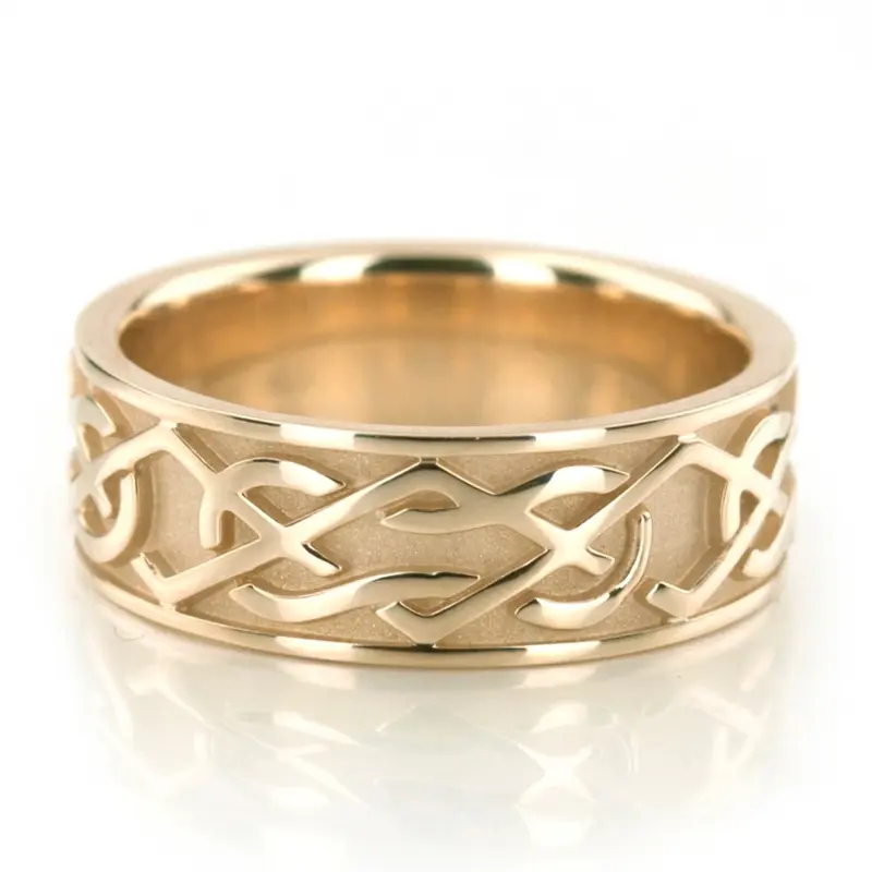 10K yellow gold 7.5mm. high polish Eternal-Knot-Celtic-Wedding-Ring - main view