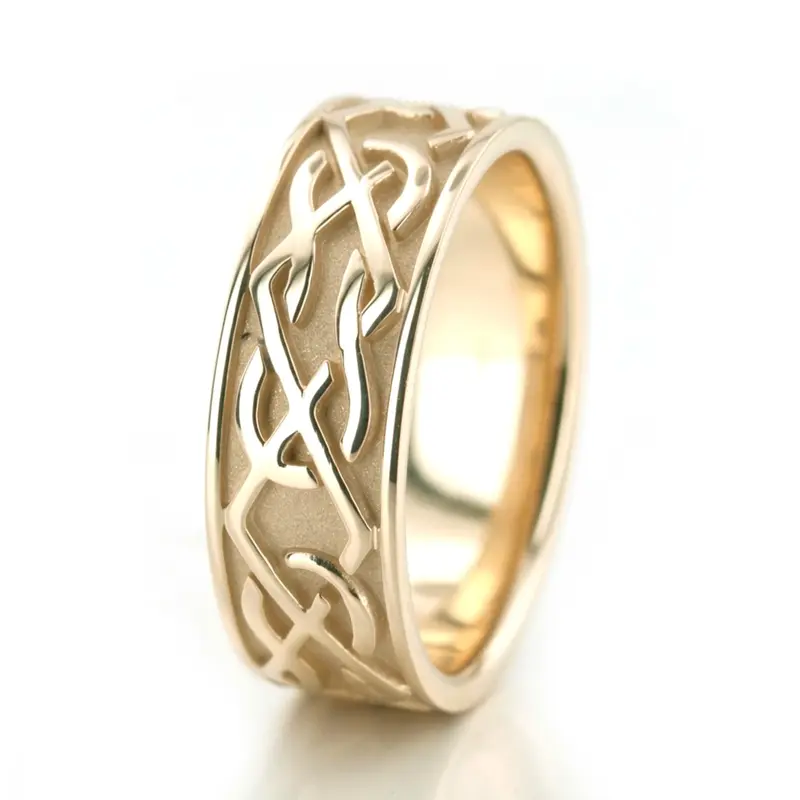10K yellow gold 7.5mm. high polish Eternal-Knot-Celtic-Wedding-Ring - alternate view 4