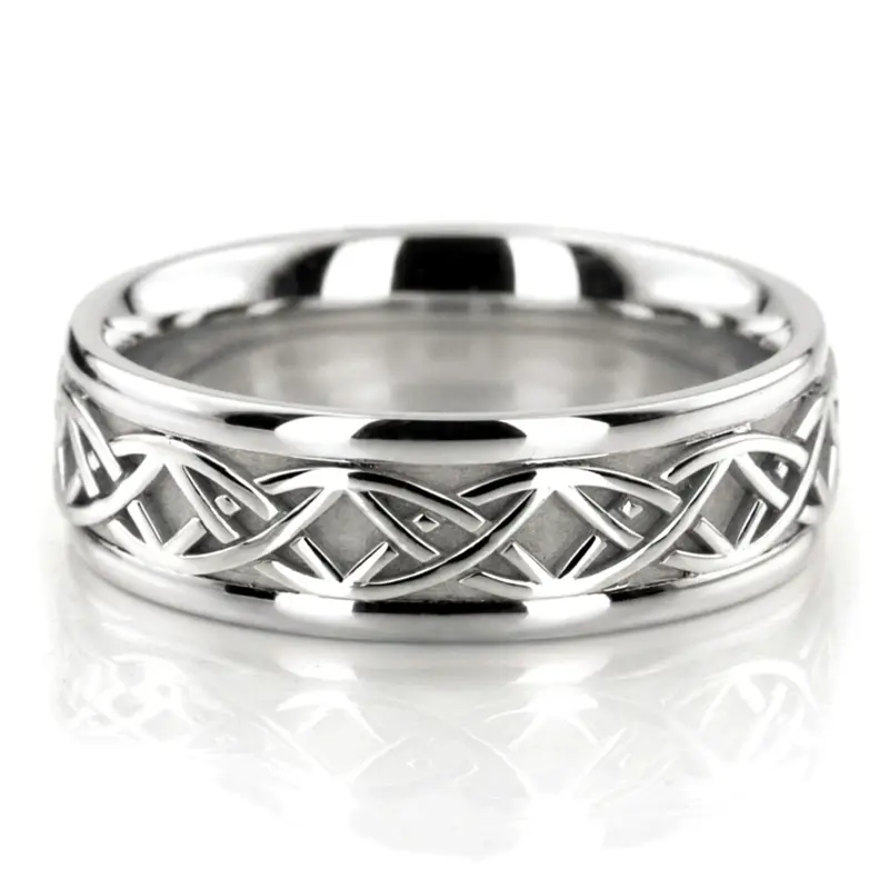 10K white gold 7mm. high polish hand-made-celtic-wedding-band - alternate view 5