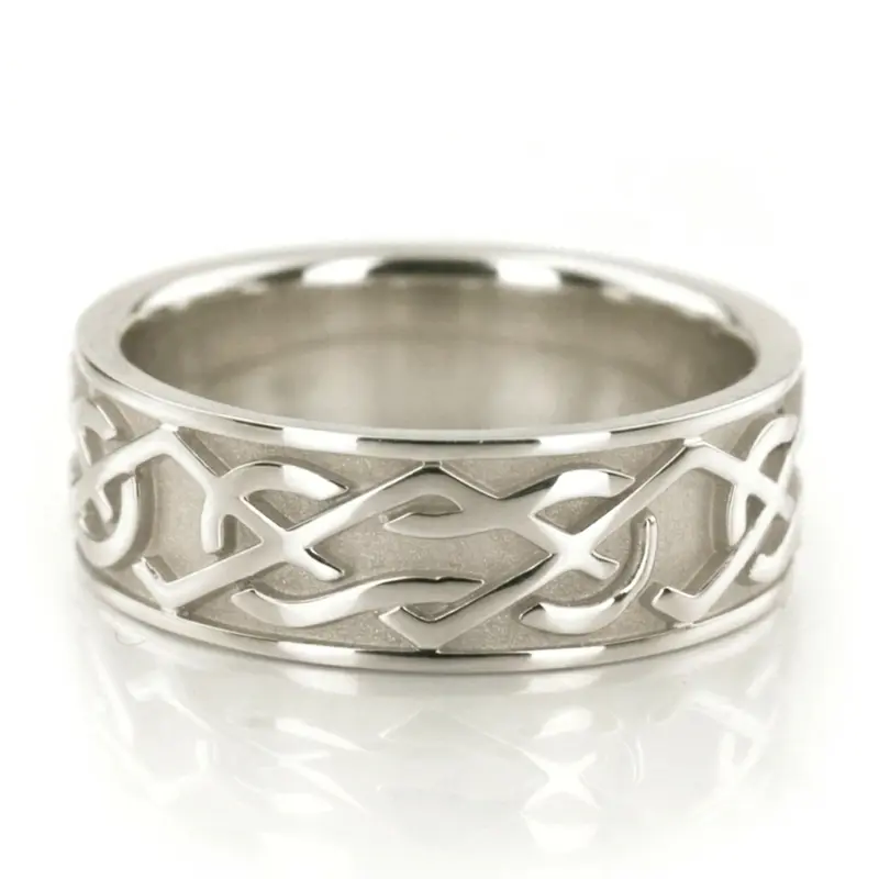 10K white gold 7.5mm. high polish Eternal-Knot-Celtic-Wedding-Ring - alternate view 2