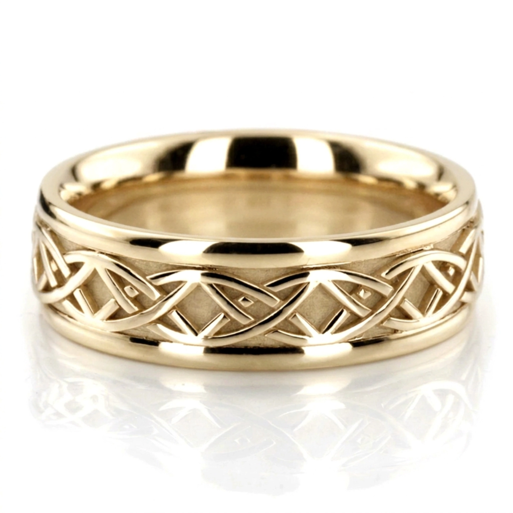 platinum 7mm. high polish hand-made-celtic-wedding-band - alternate view 3