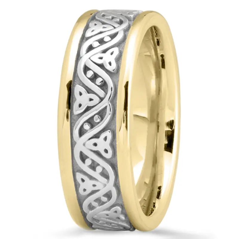 10K yellow-white-yellow gold 7.5mm. high polish Celtic-Love-Wedding-Band - alternate view 5