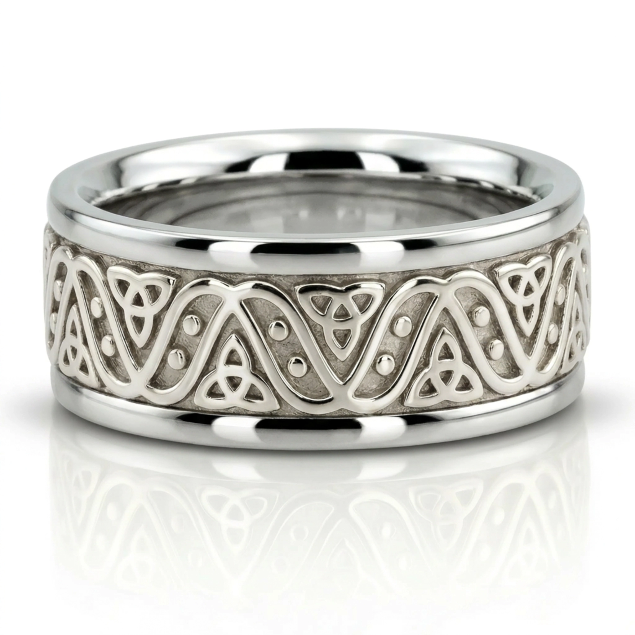 18K white gold 7.5mm. shiny finish Celtic-Love-Wedding-Band - alternate view 3