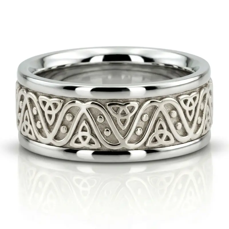 10K white gold 7.5mm. shiny finish Celtic-Love-Wedding-Band - alternate view 3