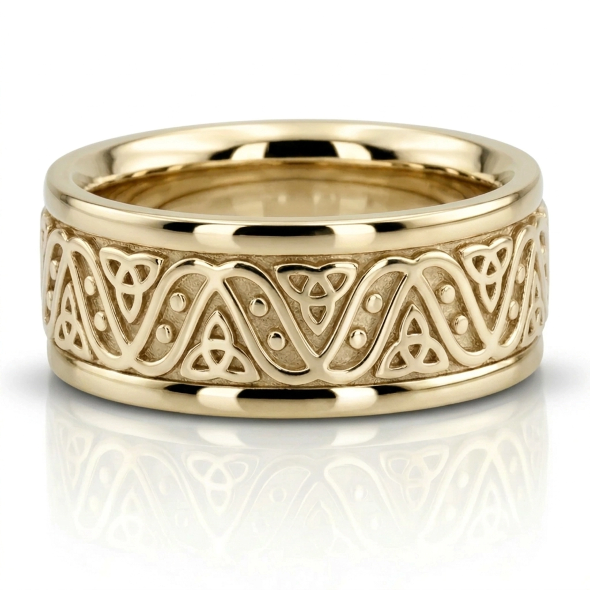 18K yellow gold 7.5mm. shiny finish Celtic-Love-Wedding-Band - alternate view 4
