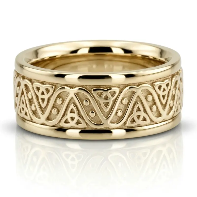10K yellow gold 7.5mm. shiny finish Celtic-Love-Wedding-Band - alternate view 4