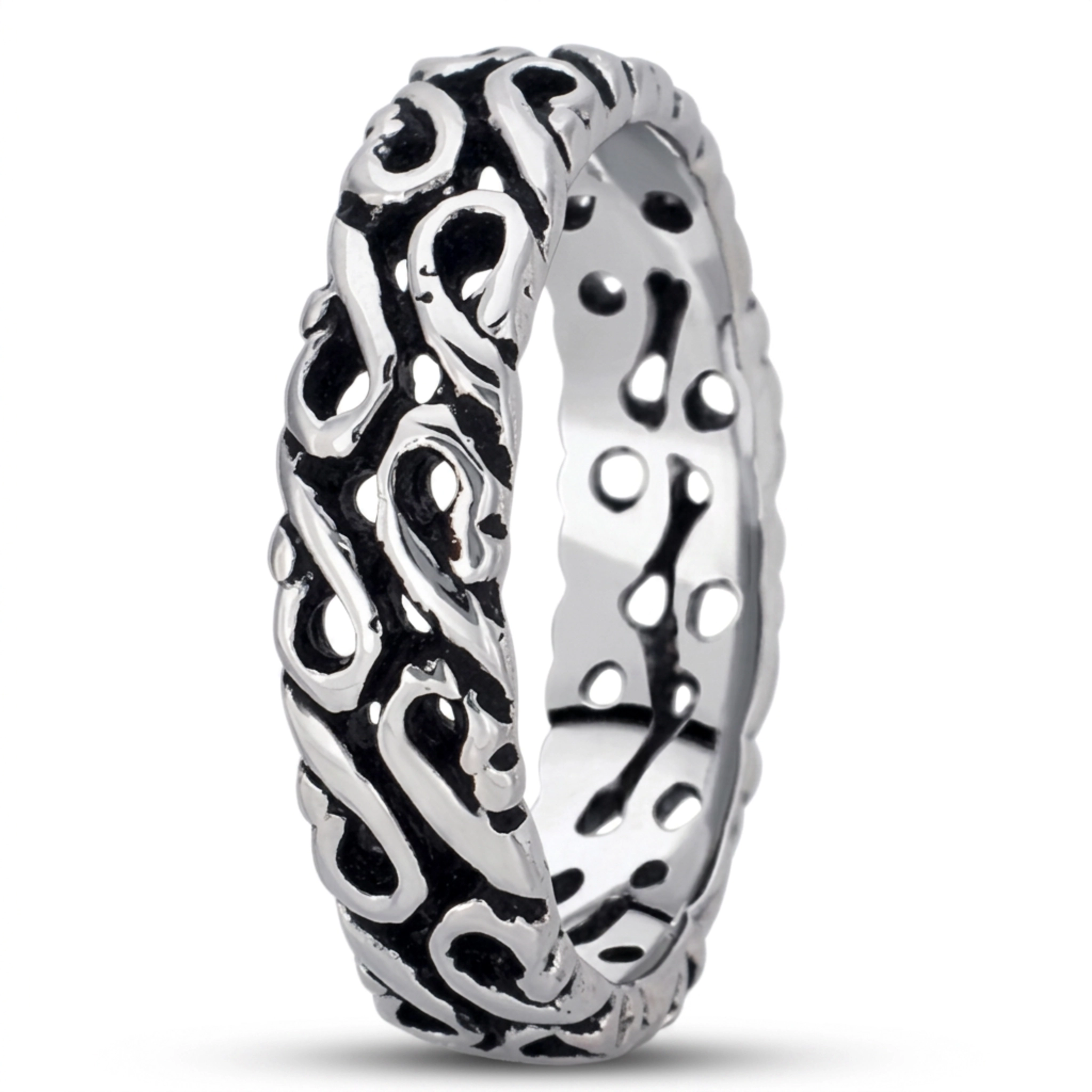 10K white gold 6mm. high polish hand-made-celtic-wedding-band - alternate view 2
