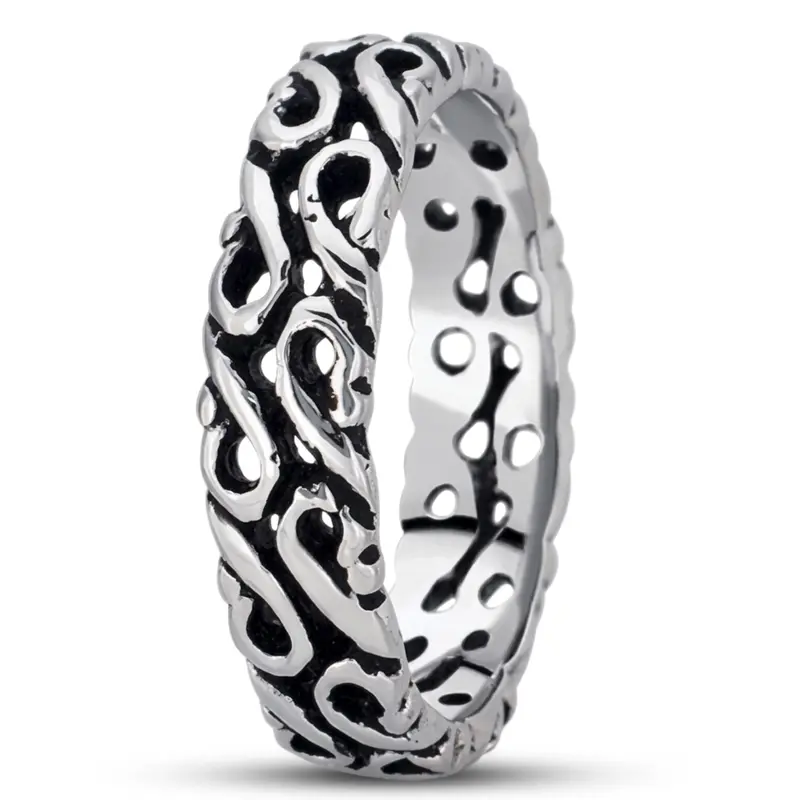 14K white gold 6mm. high polish hand-made-celtic-wedding-band - alternate view 2