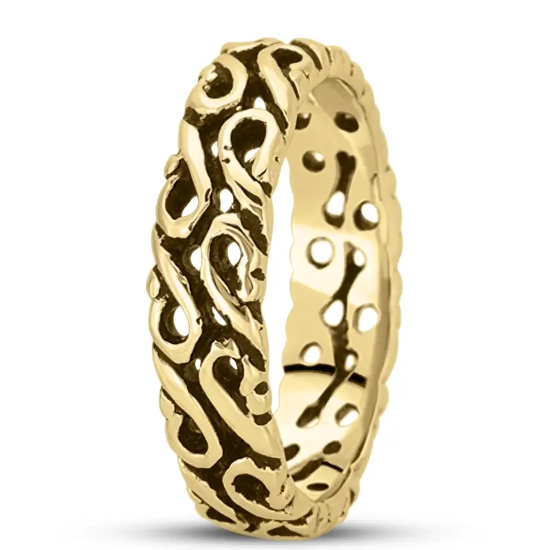 14K yellow gold 6mm. high polish hand-made-celtic-wedding-band - alternate view 3