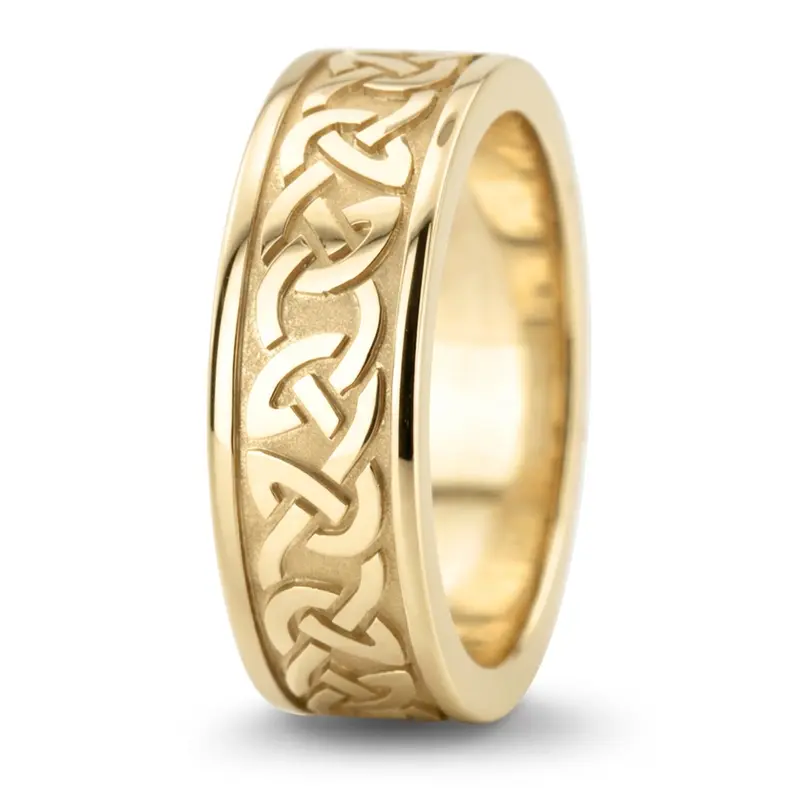 10K yellow gold 7.5mm. high polish celtic-fire-knot-design-wedding-band-formen-and-wo - alternate view 4
