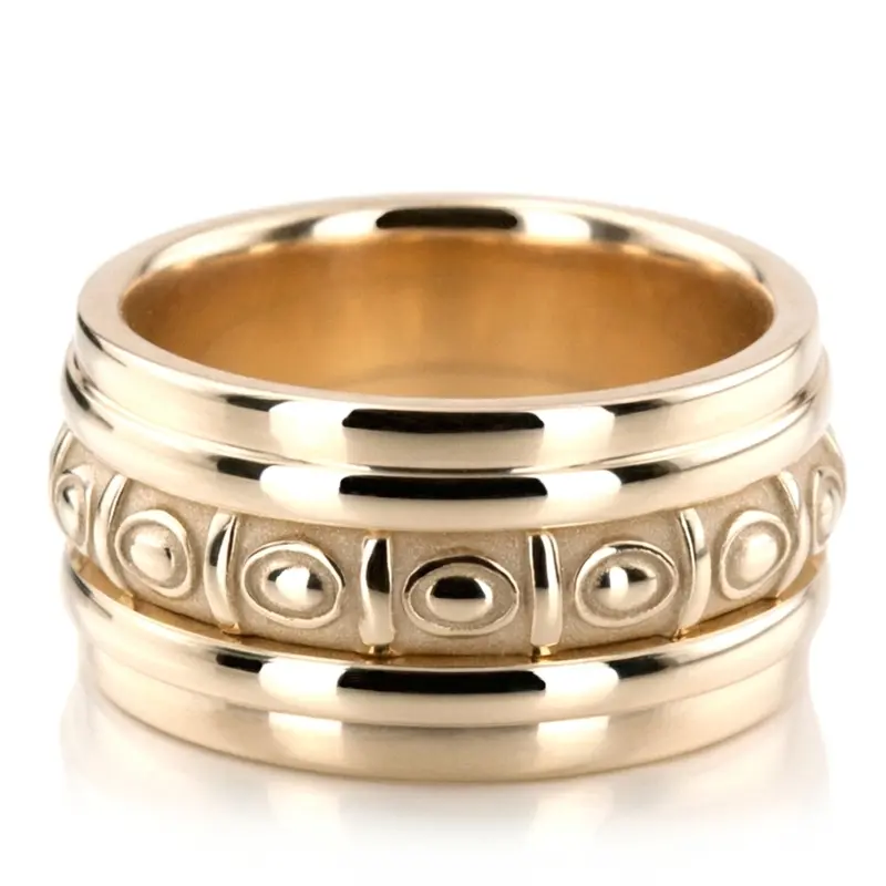 10K yellow gold 10mm. high polish hand-made-celtic-wedding-band - alternate view 5