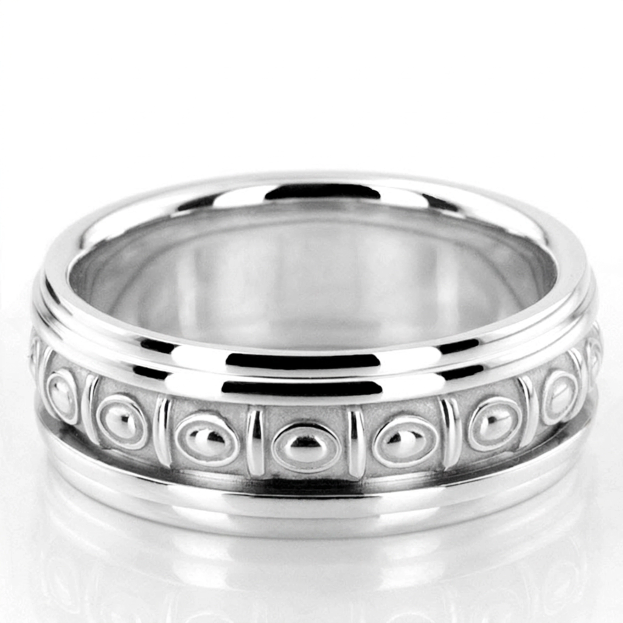 10K white gold 8mm. high polish hand-made-celtic-wedding-band - alternate view 2