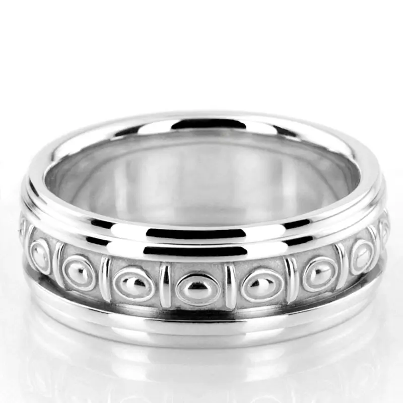 10K white gold 8mm. high polish hand-made-celtic-wedding-band - alternate view 2
