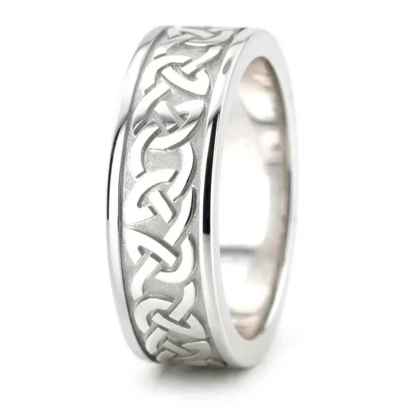 10K white gold 7.5mm. high polish celtic-fire-knot-design-wedding-band-formen-and-wo - alternate view 3