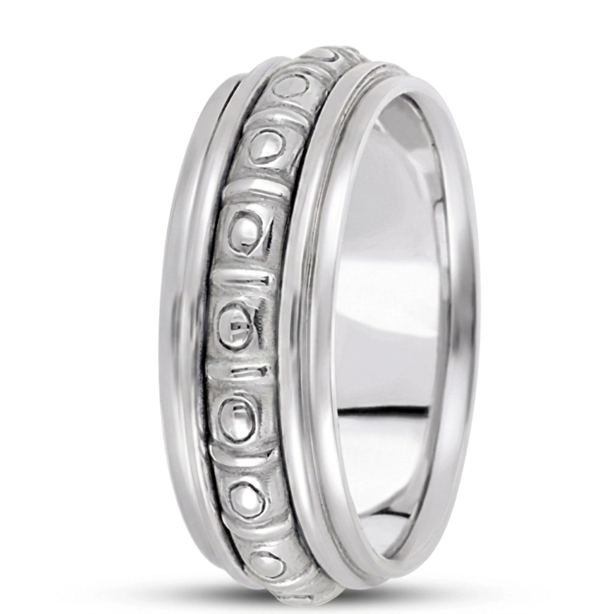 10K white gold 8mm. high polish hand-made-celtic-wedding-band - alternate view 6