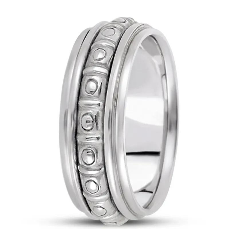 10K white gold 8mm. high polish hand-made-celtic-wedding-band - alternate view 6