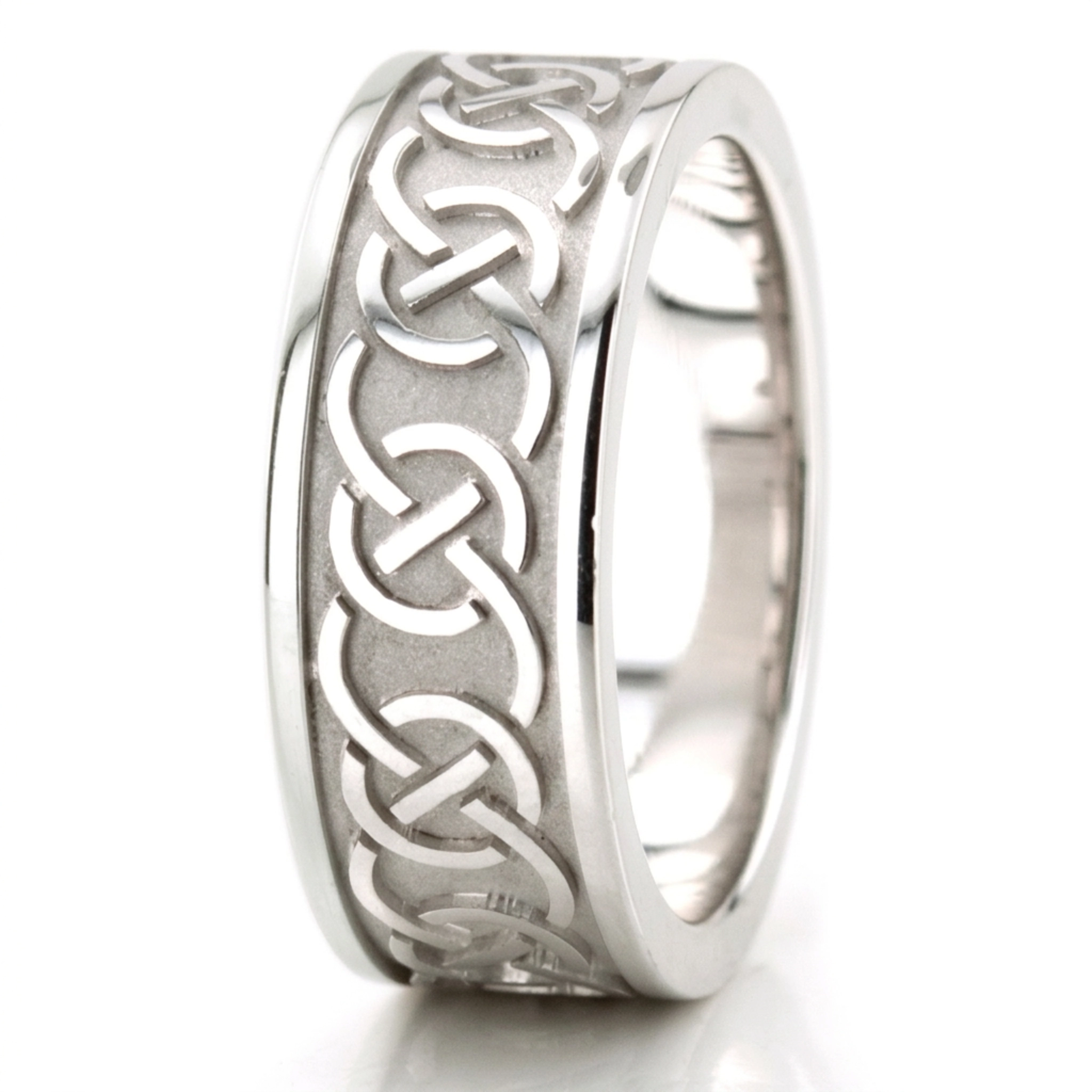 10K white gold 8.5mm. high polish celtic-knot-platinum-wedding-band - alternate view 4
