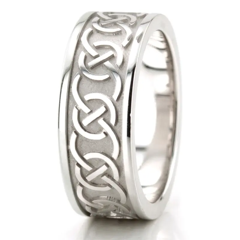 14K white gold 8.5mm. high polish celtic-knot-platinum-wedding-band - alternate view 4