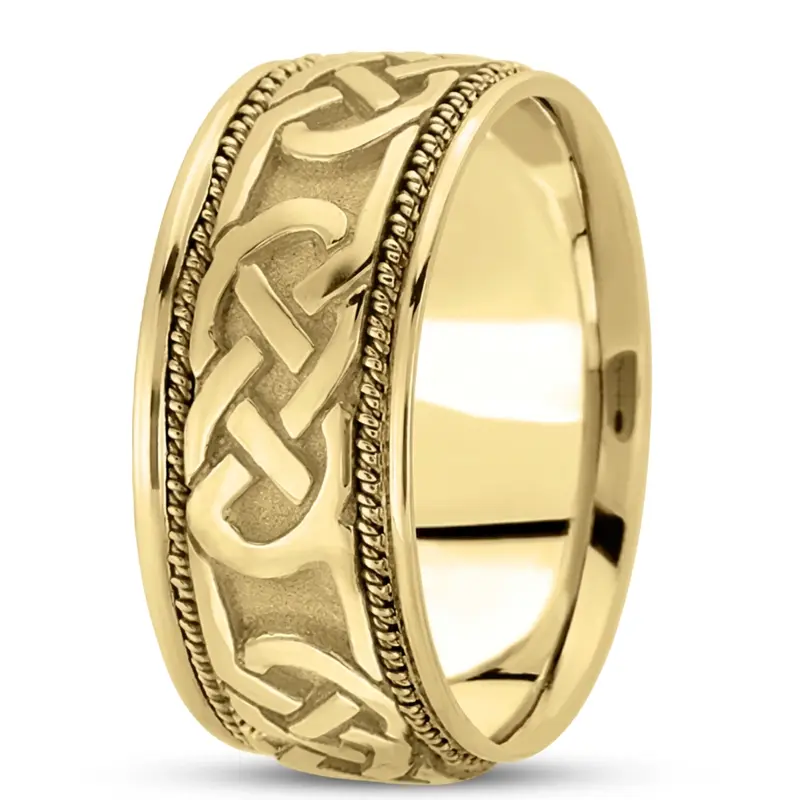 10K yellow gold 10mm. high polish hand-made-celtic-wedding-band - alternate view 4