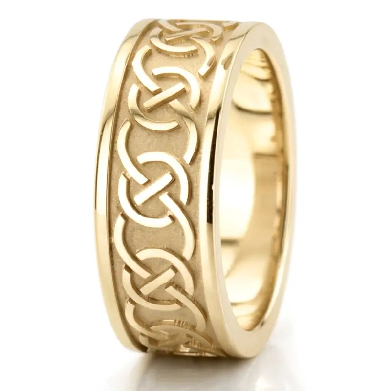 14K yellow gold 8.5mm. high polish celtic-knot-platinum-wedding-band - alternate view 5