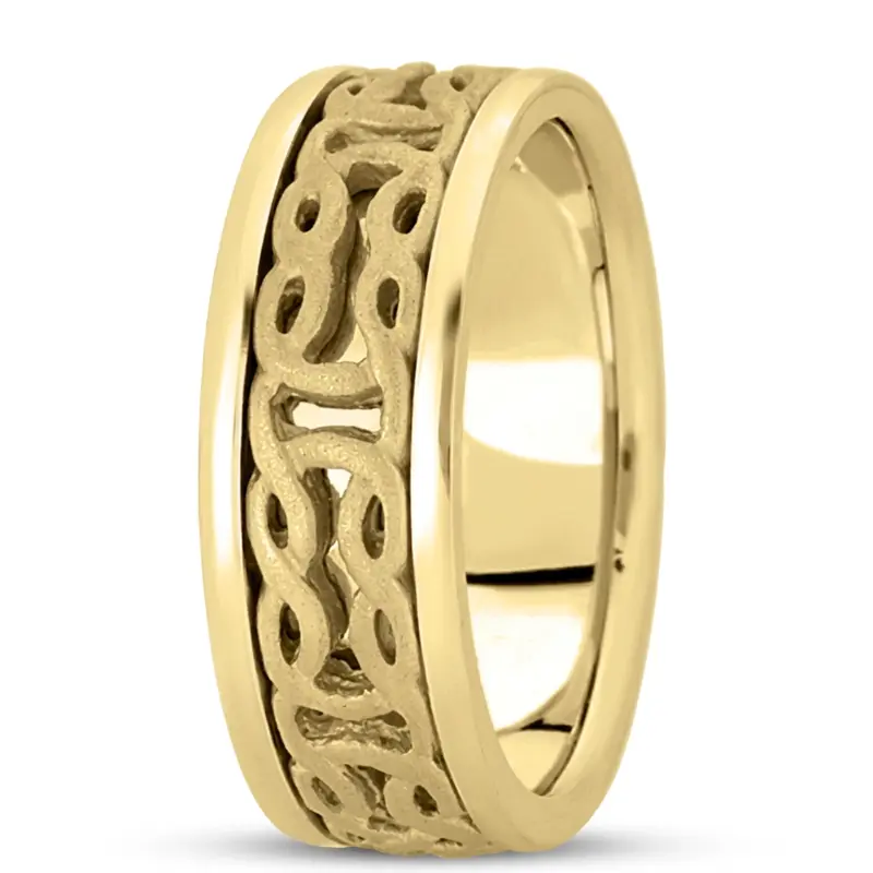 10K yellow gold 7.5mm. sand blast hand-made-celtic-wedding-band - alternate view 4