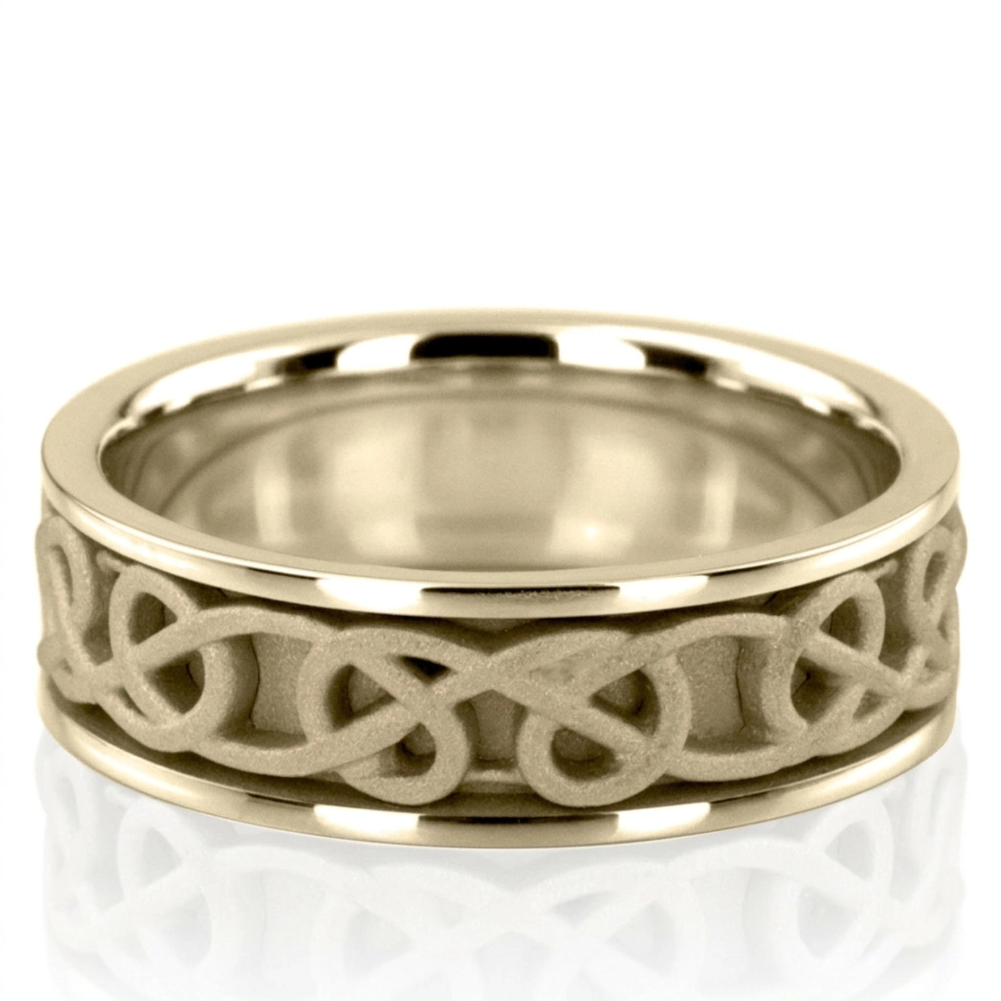 10K yellow gold 7mm. sand blast hand-made-celtic-wedding-band - alternate view 3