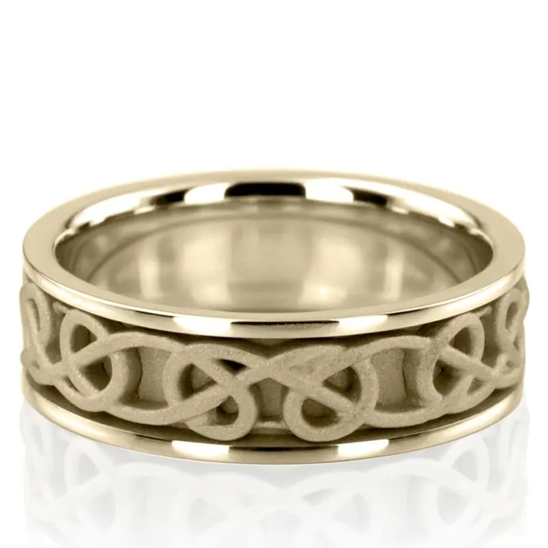 10K yellow gold 7mm. sand blast hand-made-celtic-wedding-band - alternate view 3