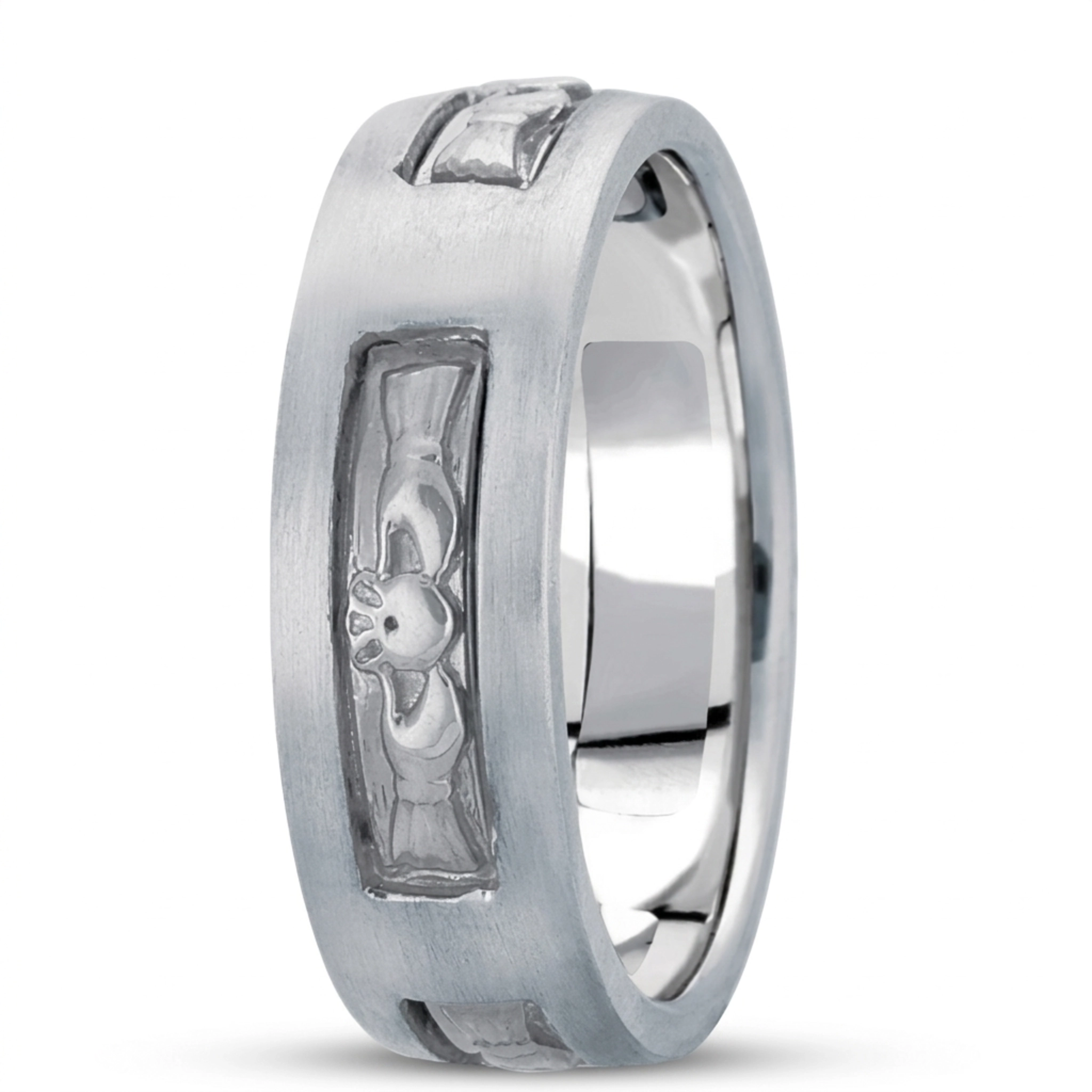 18K white gold 7mm. satin hand-made-celtic-wedding-band - main view