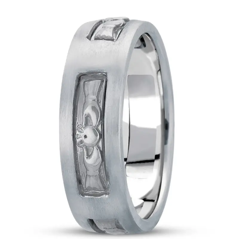 10K white gold 7mm. satin hand-made-celtic-wedding-band - main view