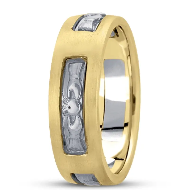 10K yellow-white-yellow gold 8mm. satin hand-made-celtic-wedding-band - alternate view 4