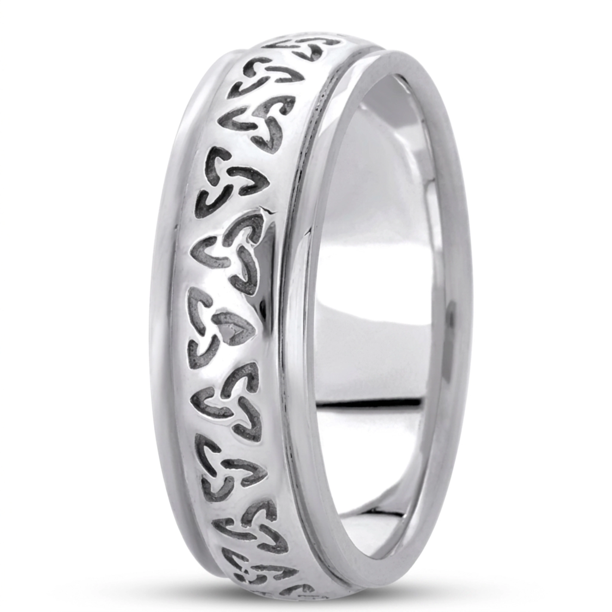 10K white gold 7mm. high polish hand-made-celtic-wedding-band - main view