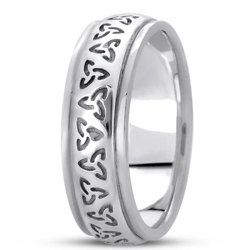 10K white gold 7mm. high polish hand-made-celtic-wedding-band - main view