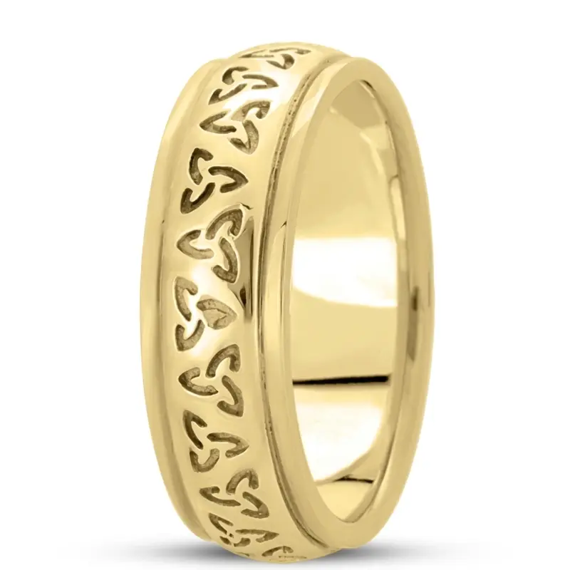 10K yellow gold 7mm. high polish hand-made-celtic-wedding-band - alternate view 2