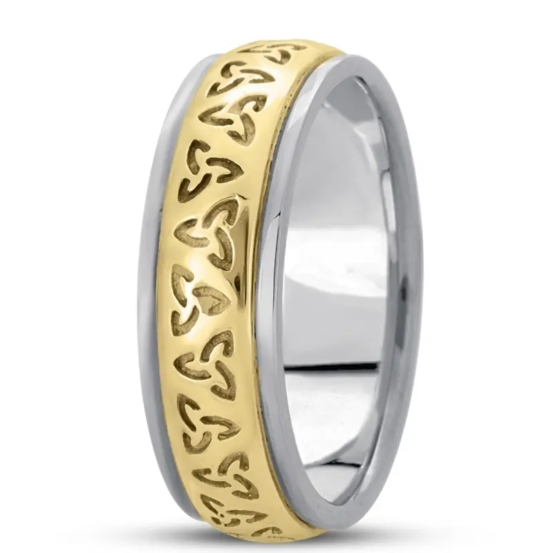 10K white-yellow-white gold 7mm. high polish hand-made-celtic-wedding-band - alternate view 4