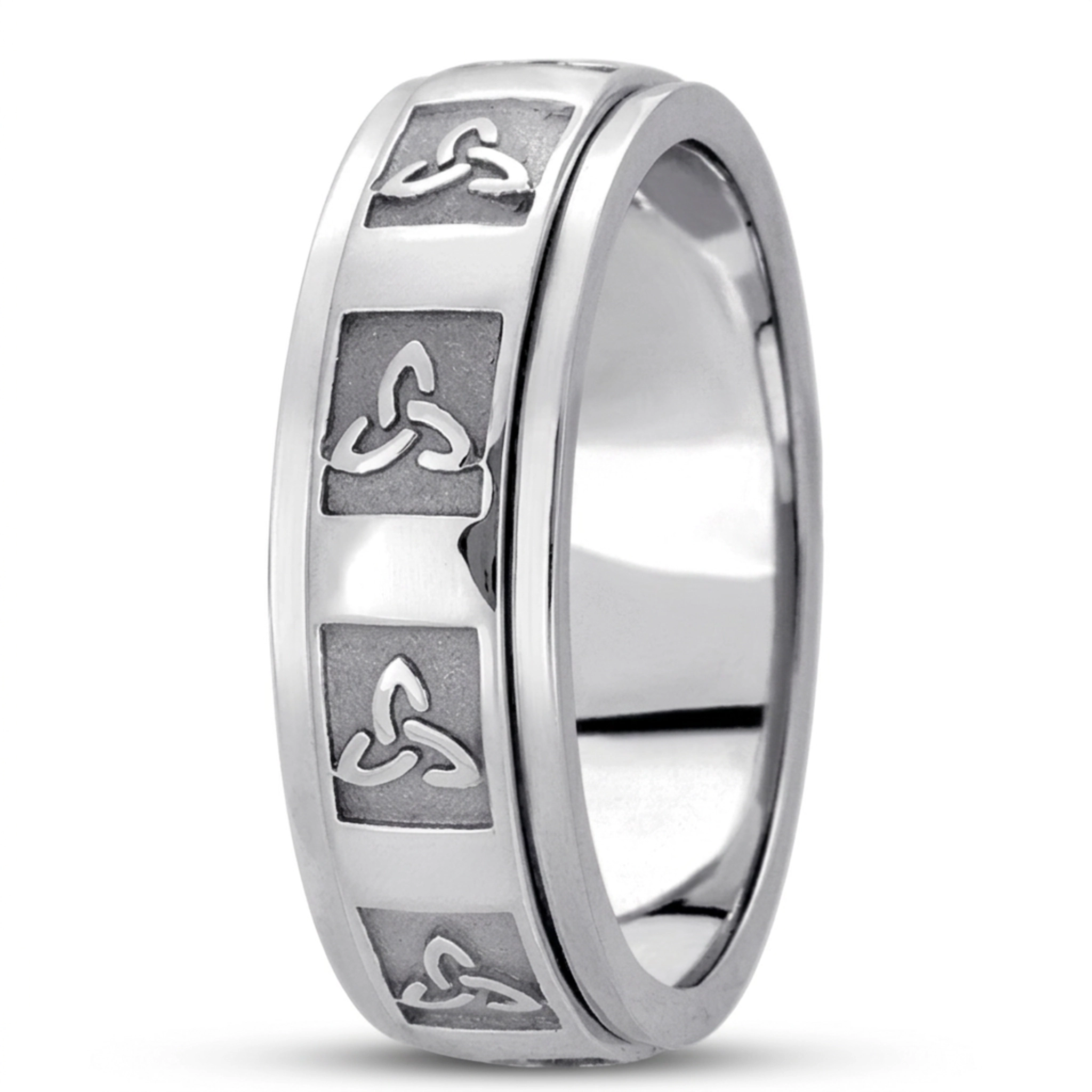 10K white gold 7mm. high polish hand-made-celtic-wedding-band - alternate view 2