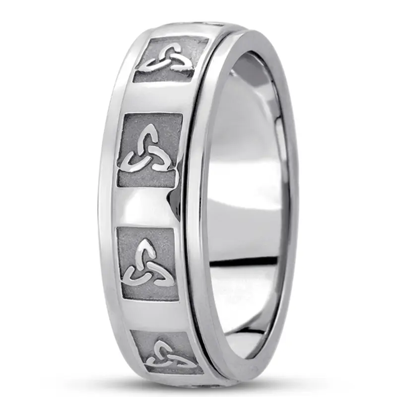 10K white gold 7mm. high polish hand-made-celtic-wedding-band - alternate view 2