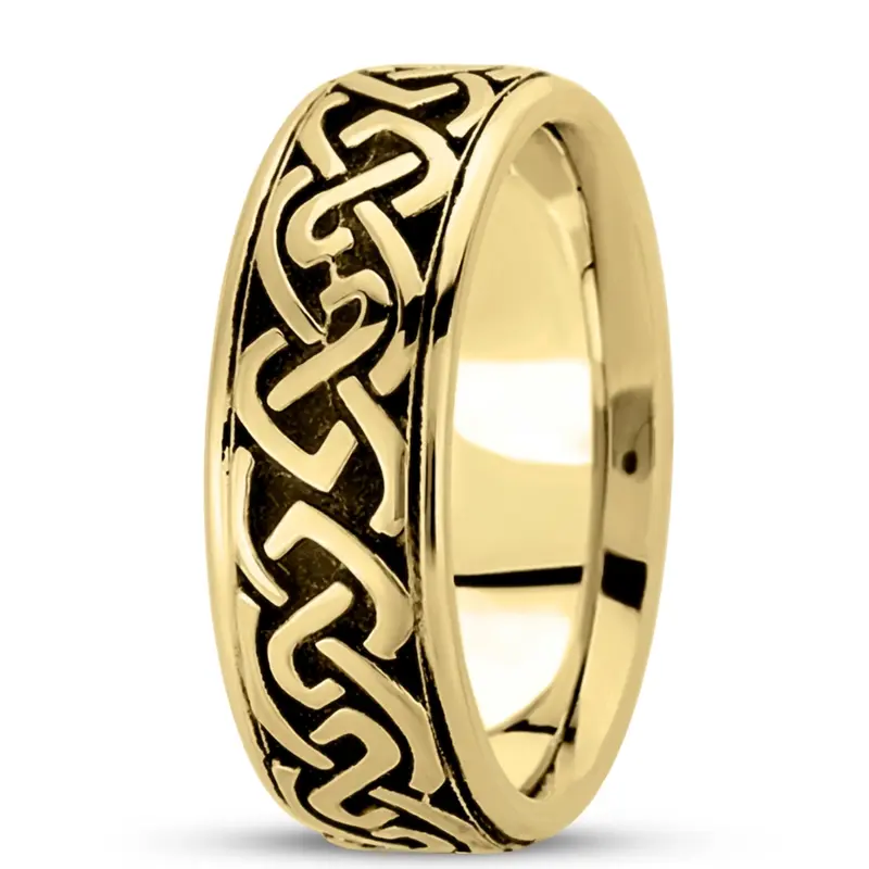 14K yellow gold 10mm. high polish hand-made-celtic-wedding-band - alternate view 2
