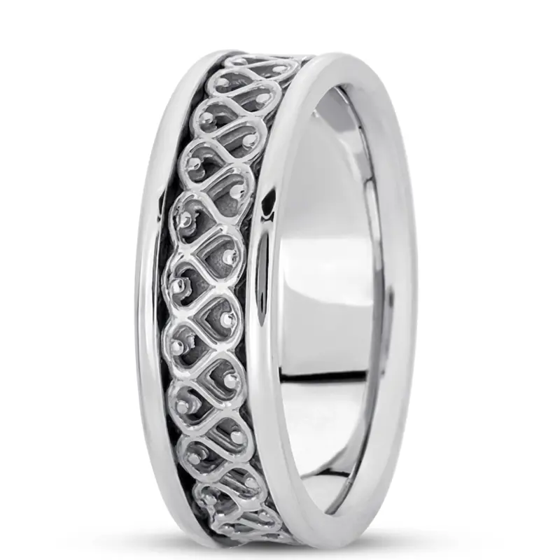 10K white gold 6.5mm high polish hand-made-celtic-wedding-band - alternate view 2